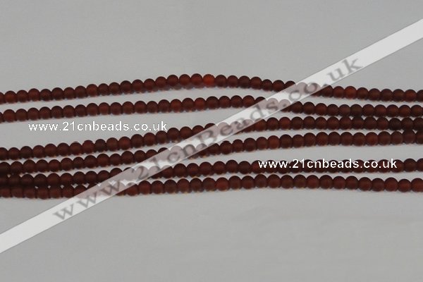 CAG6550 15.5 inches 4mm round matte red agate beads wholesale