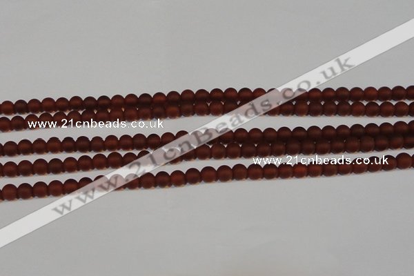 CAG6551 15.5 inches 5mm round matte red agate beads wholesale