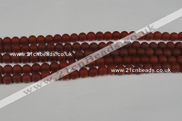 CAG6553 15.5 inches 7mm round matte red agate beads wholesale