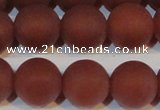 CAG6557 15.5 inches 14mm round matte red agate beads wholesale