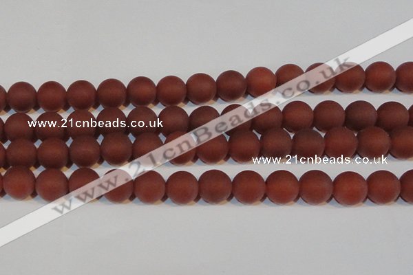 CAG6557 15.5 inches 14mm round matte red agate beads wholesale