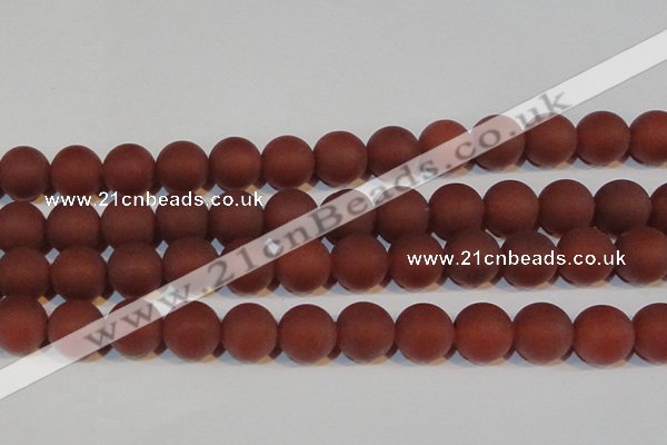 CAG6559 15.5 inches 18mm round matte red agate beads wholesale