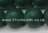 CAG6573 15.5 inches 16mm round matte green agate beads wholesale