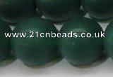 CAG6574 15.5 inches 18mm round matte green agate beads wholesale