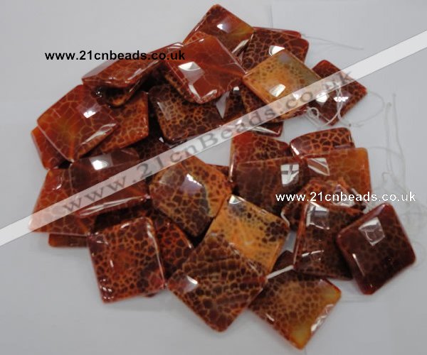 CAG658 15.5 inches 30*30mm faceted rhombic natural fire agate beads