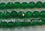 CAG6612 15.5 inches 6mm faceted round green agate gemstone beads