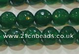 CAG6614 15.5 inches 10mm faceted round green agate gemstone beads