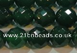 CAG6616 15.5 inches 14mm faceted round green agate gemstone beads