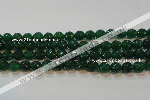 CAG6616 15.5 inches 14mm faceted round green agate gemstone beads