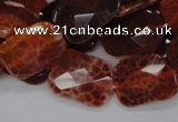 CAG663 15.5 inches 15*20mm faceted rectangle natural fire agate beads