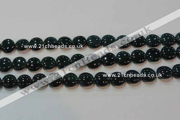 CAG6632 15.5 inches 13mm flat round green agate gemstone beads