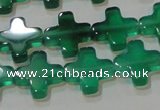 CAG6634 15.5 inches 10*10mm cross green agate gemstone beads