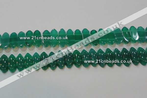 CAG6640 15.5 inches 8*20mm marquise double drilled green agate beads