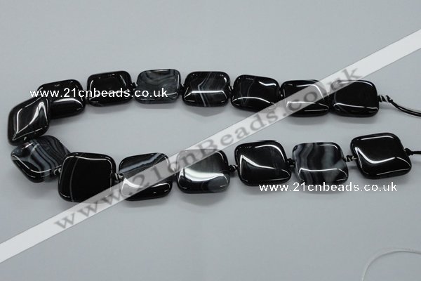 CAG6680 15.5 inches 25*25mm square black line agate beads