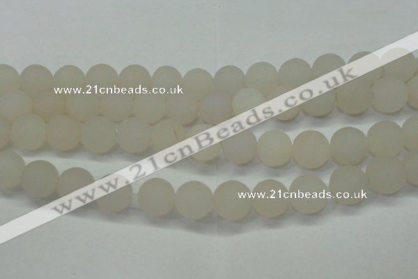 CAG6682 15 inches 12mm round white pilates agate beads