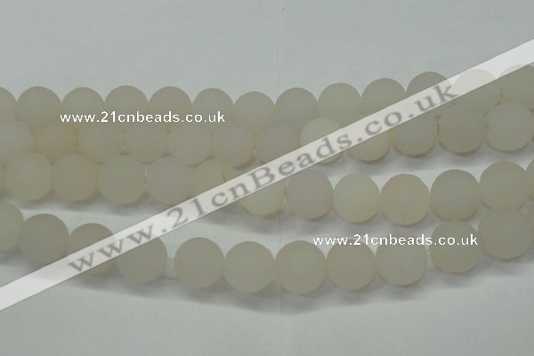 CAG6683 15 inches 14mm round white pilates agate beads