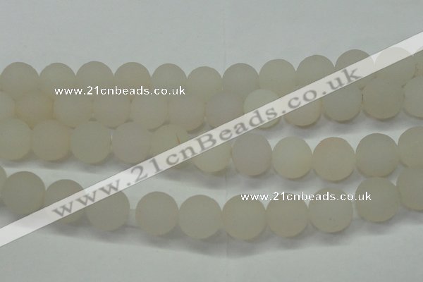 CAG6684 15 inches 16mm round white pilates agate beads