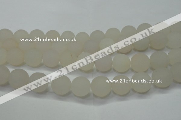 CAG6685 15 inches 18mm round white pilates agate beads