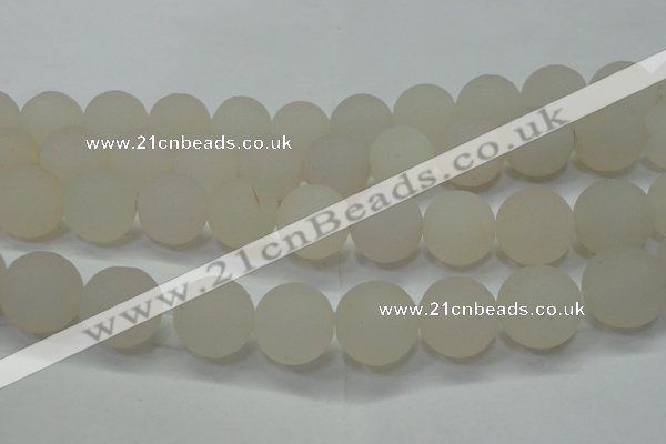 CAG6686 15 inches 18mm round white pilates agate beads