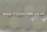 CAG6687 15 inches 8mm round white pilates agate beads