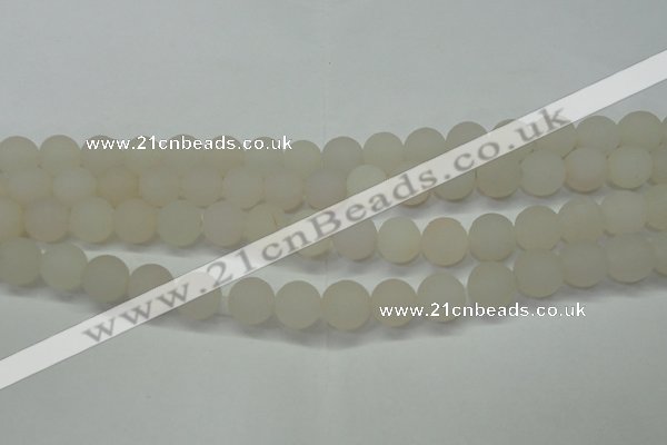 CAG6687 15 inches 8mm round white pilates agate beads