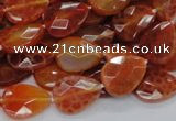 CAG670 15.5 inches 13*18mm faceted flat teardrop natural fire agate beads