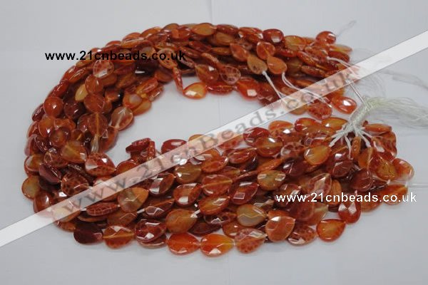 CAG670 15.5 inches 13*18mm faceted flat teardrop natural fire agate beads