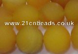 CAG6722 15 inches 12mm round yellow pilates agate beads