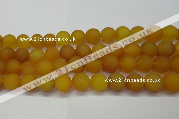 CAG6723 15 inches 14mm round yellow pilates agate beads