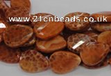 CAG673 15.5 inch 13*18mm faceted teardrop twisted natural fire agate beads