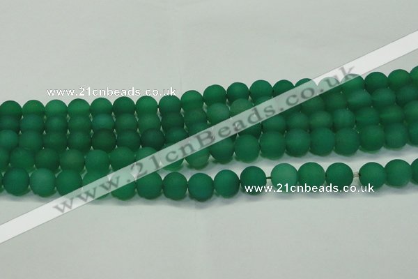 CAG6730 15 inches 8mm round green pilates agate beads