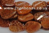 CAG674 15.5 inch 15*20mm faceted teardrop twisted natural fire agate beads