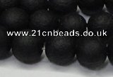 CAG6740 15 inches 8mm round black pilates agate beads