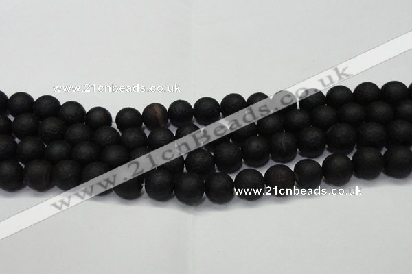 CAG6740 15 inches 8mm round black pilates agate beads