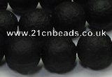 CAG6742 15 inches 12mm round black pilates agate beads