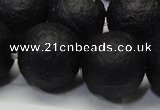 CAG6744 15 inches 16mm round black pilates agate beads