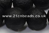 CAG6745 15 inches 18mm round black pilates agate beads