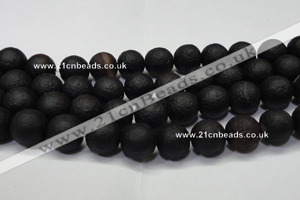 CAG6745 15 inches 18mm round black pilates agate beads