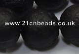 CAG6746 15 inches 20mm round black pilates agate beads