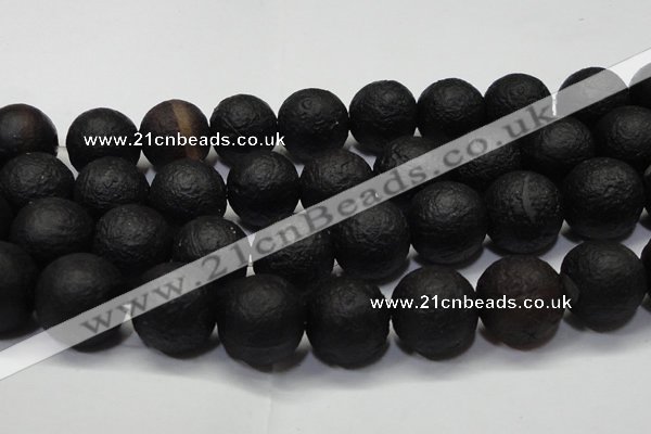 CAG6746 15 inches 20mm round black pilates agate beads