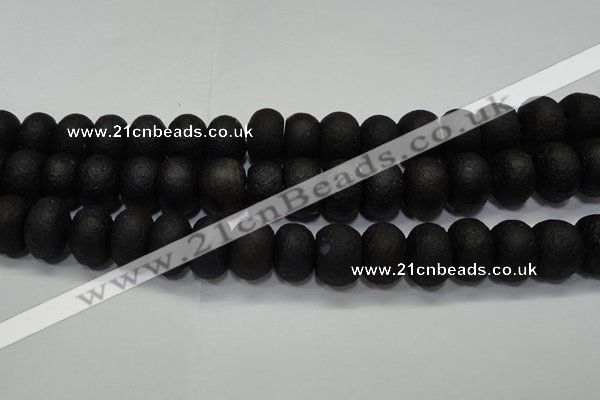 CAG6748 15 inches 10*14mm rondelle black pilates agate beads