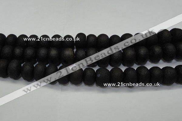 CAG6749 15 inches 12*16mm rondelle black pilates agate beads