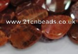 CAG675 15.5 inch 18*25mm faceted teardrop twisted natural fire agate beads