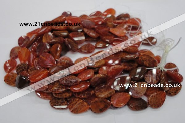 CAG675 15.5 inch 18*25mm faceted teardrop twisted natural fire agate beads