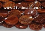 CAG677 15.5 inches 13*18mm twisted oval natural fire agate beads