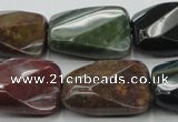 CAG6814 15.5 inches 16*22mm faceted & twisted rectangle Indian agate beads