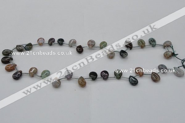 CAG6838 Top drilled 8*12mm flat teardrop Indian agate beads