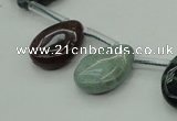 CAG6841 Top drilled 13*18mm flat teardrop Indian agate beads