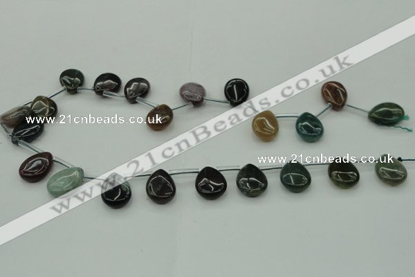 CAG6841 Top drilled 13*18mm flat teardrop Indian agate beads