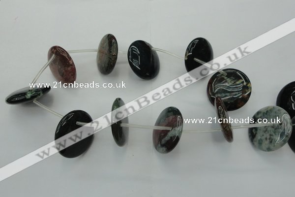 CAG6849 Top drilled 35mm flat round Indian agate beads